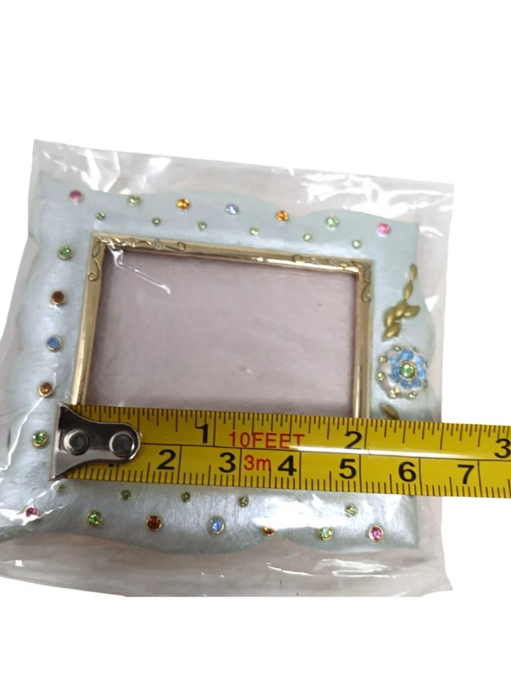 DZ Decorative Jeweled Picture Frame Elegant Gold Trim & Colorful Crystals #J-5